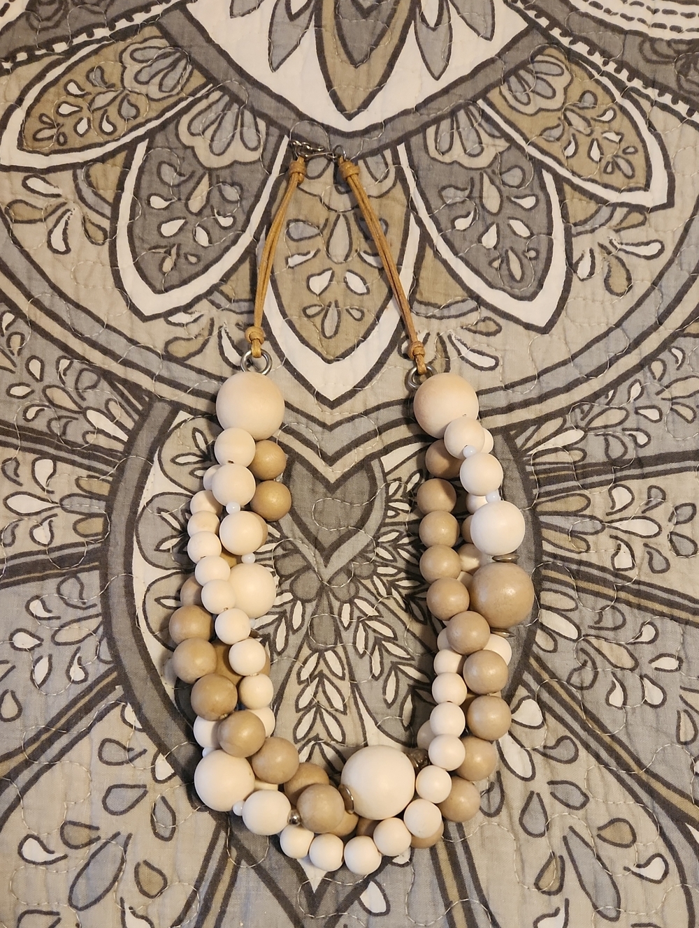 Natural Neutral Tone Multi-Strand Beaded Necklace